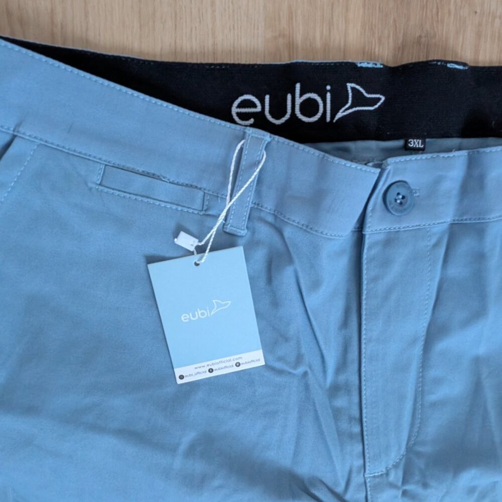 NWT Eubi Classic Chino Shorts Stretch 9" inseam Baby Blue XXXL - Picture 3 of 6